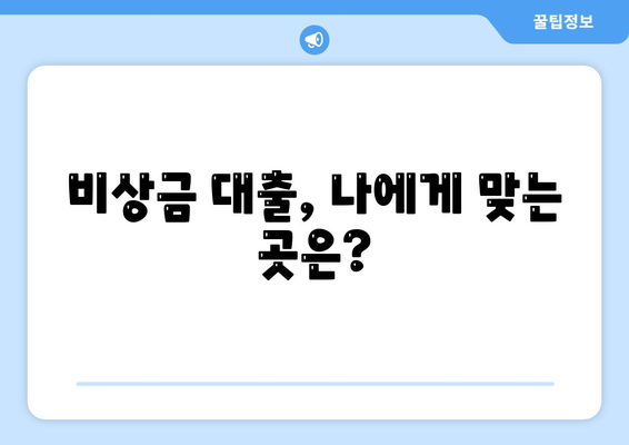 비상금 대출, 어디서 받아야 할까요? | 비상금대출, 급전, 신용대출, 저금리 비교