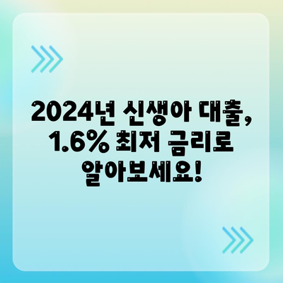 2024년 신생아 대출 금리 1.6% | 최저 금리 비교 & 신청 가이드