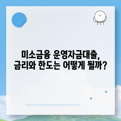 미소금융 운영자금대출| 금리, 한도, 조건 상세 가이드 | 소상공인 지원, 사업자금, 대출 정보