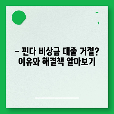 핀다 비상금 대출 후기| 거절 당하셨나요? | 대출 성공 전략 & 팁