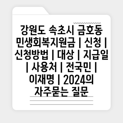 강원도 속초시 금호동 민생회복지원금 | 신청 | 신청방법 | 대상 | 지급일 | 사용처 | 전국민 | 이재명 | 2024