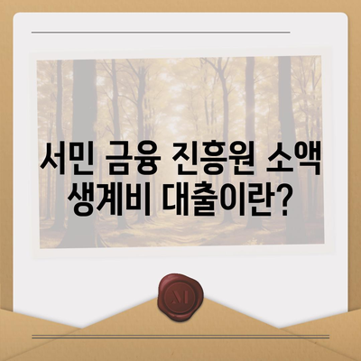 서민 금융 진흥원 소액 생계비 대출 완벽 가이드 | 대출 조건, 신청 방법, 필수Tip"