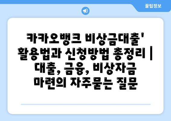 카카오뱅크 비상금대출