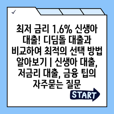 최저 금리 1.6% 신생아 대출! 디딤돌 대출과 비교하여 최적의 선택 방법 알아보기 | 신생아 대출, 저금리 대출, 금융 팁