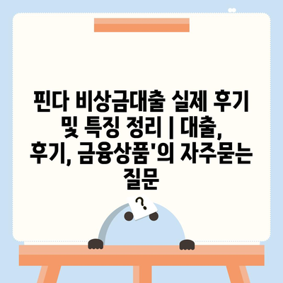 핀다 비상금대출 실제 후기 및 특징 정리 | 대출, 후기, 금융상품