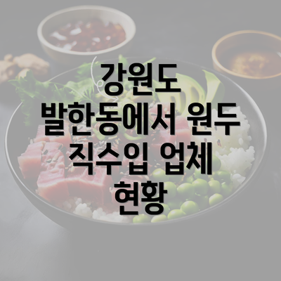 강원도 발한동에서 원두 직수입 업체 현황