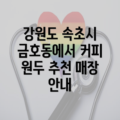 강원도 속초시 금호동에서 커피 원두 추천 매장 안내