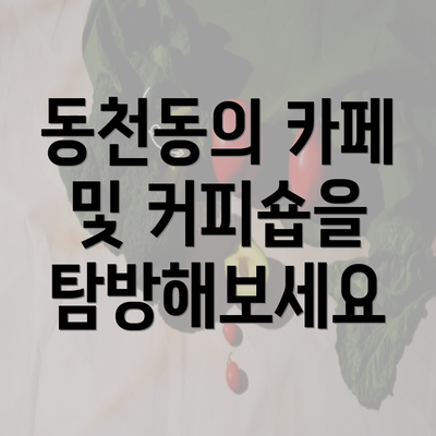 동천동의 카페 및 커피숍을 탐방해보세요