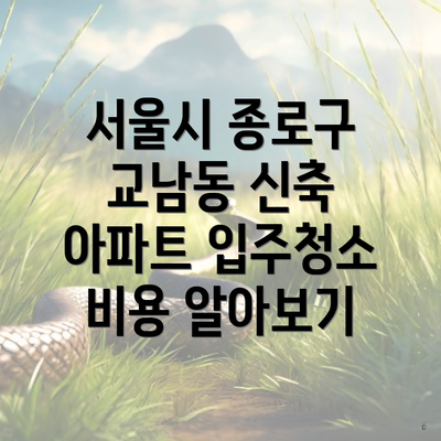 서울시 종로구 교남동 신축 아파트 입주청소 비용 알아보기