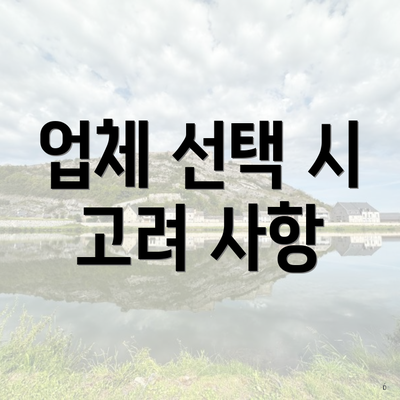 업체 선택 시 고려 사항