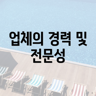 업체의 경력 및 전문성