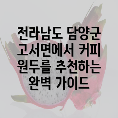 전라남도 담양군 고서면에서 커피 원두를 추천하는 완벽 가이드