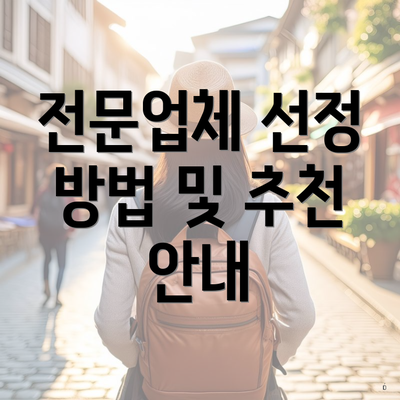 전문업체 선정 방법 및 추천 안내