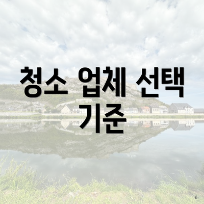 청소 업체 선택 기준