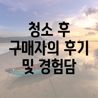 청소 후 구매자의 후기 및 경험담