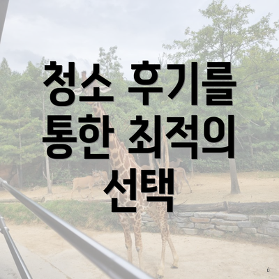 청소 후기를 통한 최적의 선택