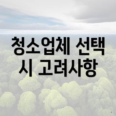 청소업체 선택 시 고려사항