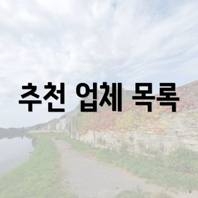 추천 업체 목록