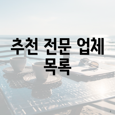 추천 전문 업체 목록