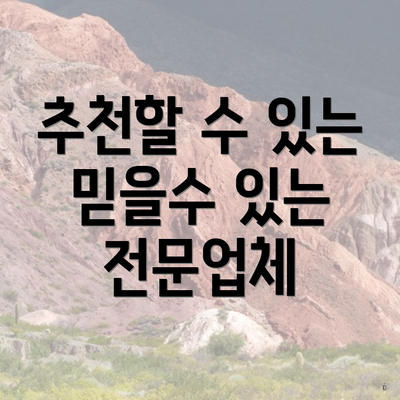 추천할 수 있는 믿을수 있는 전문업체