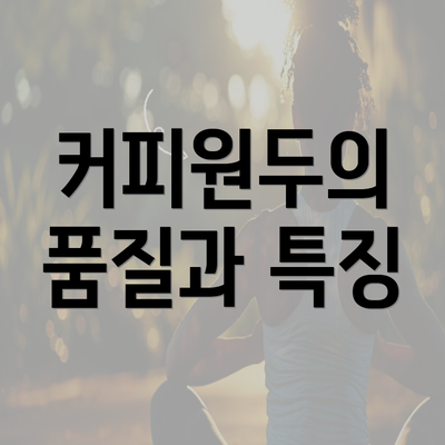 커피원두의 품질과 특징