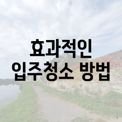 효과적인 입주청소 방법