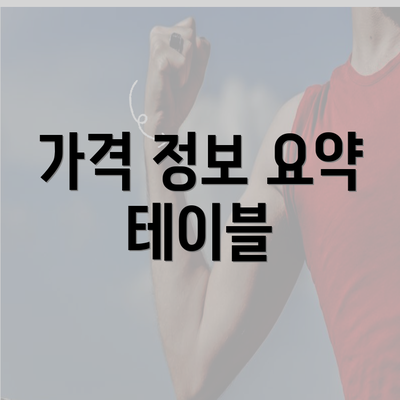 가격 정보 요약 테이블