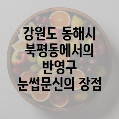 강원도 동해시 북평동에서의 반영구 눈썹문신의 장점