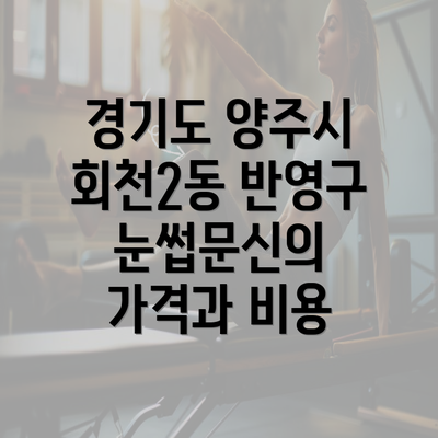 경기도 양주시 회천2동 반영구 눈썹문신의 가격과 비용