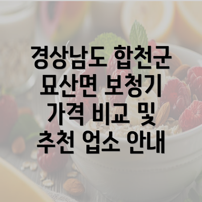 경상남도 합천군 묘산면 보청기 가격 비교 및 추천 업소 안내