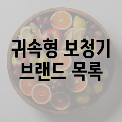 귀속형 보청기 브랜드 목록