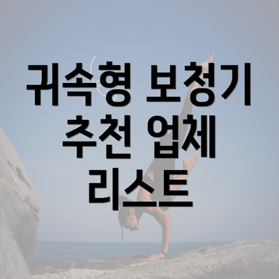 귀속형 보청기 추천 업체 리스트