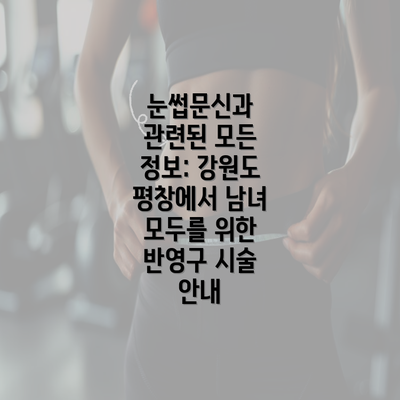 눈썹문신과 관련된 모든 정보: 강원도 평창에서 남녀 모두를 위한 반영구 시술 안내