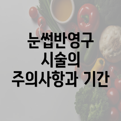 눈썹반영구 시술의 주의사항과 기간