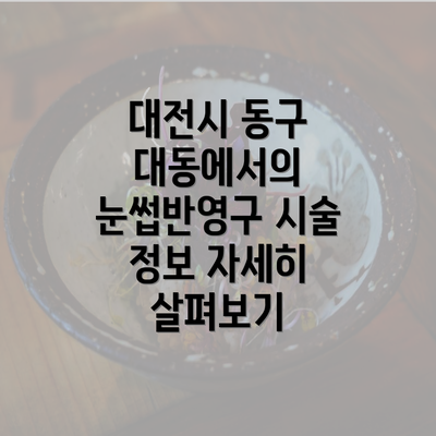 대전시 동구 대동에서의 눈썹반영구 시술 정보 자세히 살펴보기