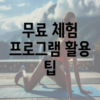 무료 체험 프로그램 활용 팁