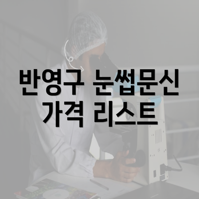 반영구 눈썹문신 가격 리스트