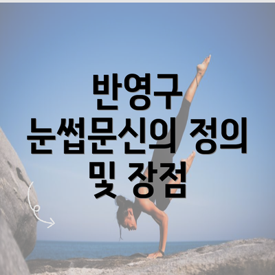 반영구 눈썹문신의 정의 및 장점