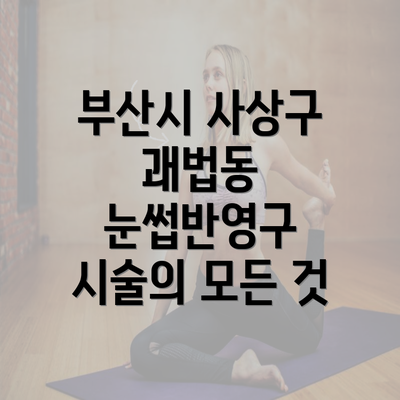 부산시 사상구 괘법동 눈썹반영구 시술의 모든 것