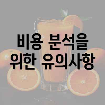 비용 분석을 위한 유의사항