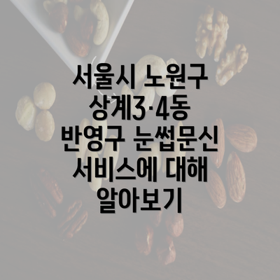 서울시 노원구 상계3·4동 반영구 눈썹문신 서비스에 대해 알아보기