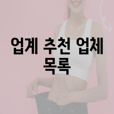 업계 추천 업체 목록