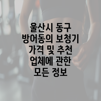 울산시 동구 방어동의 보청기 가격 및 추천 업체에 관한 모든 정보