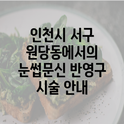 인천시 서구 원당동에서의 눈썹문신 반영구 시술 안내