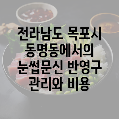 전라남도 목포시 동명동에서의 눈썹문신 반영구 관리와 비용