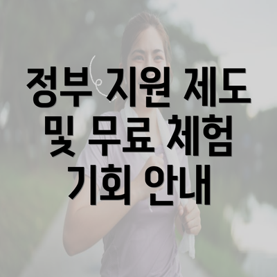 정부 지원 제도 및 무료 체험 기회 안내