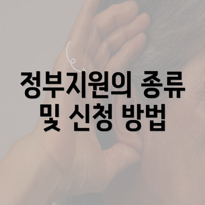 정부지원의 종류 및 신청 방법