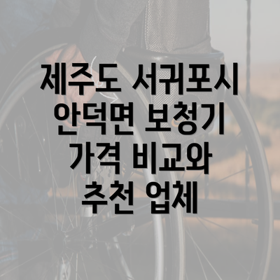 제주도 서귀포시 안덕면 보청기 가격 비교와 추천 업체