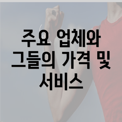 주요 업체와 그들의 가격 및 서비스