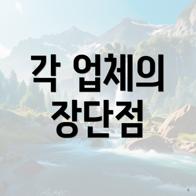 각 업체의 장단점